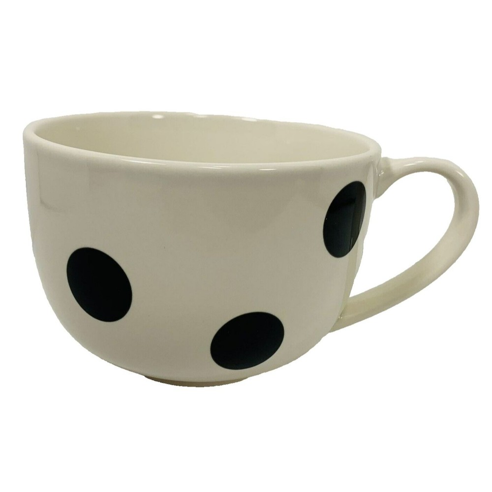 Kate Spade Lenox Latte Jumbo Mug Deco Polka Dot Black White All In Good Taste